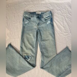 High rise light wash flare jeans